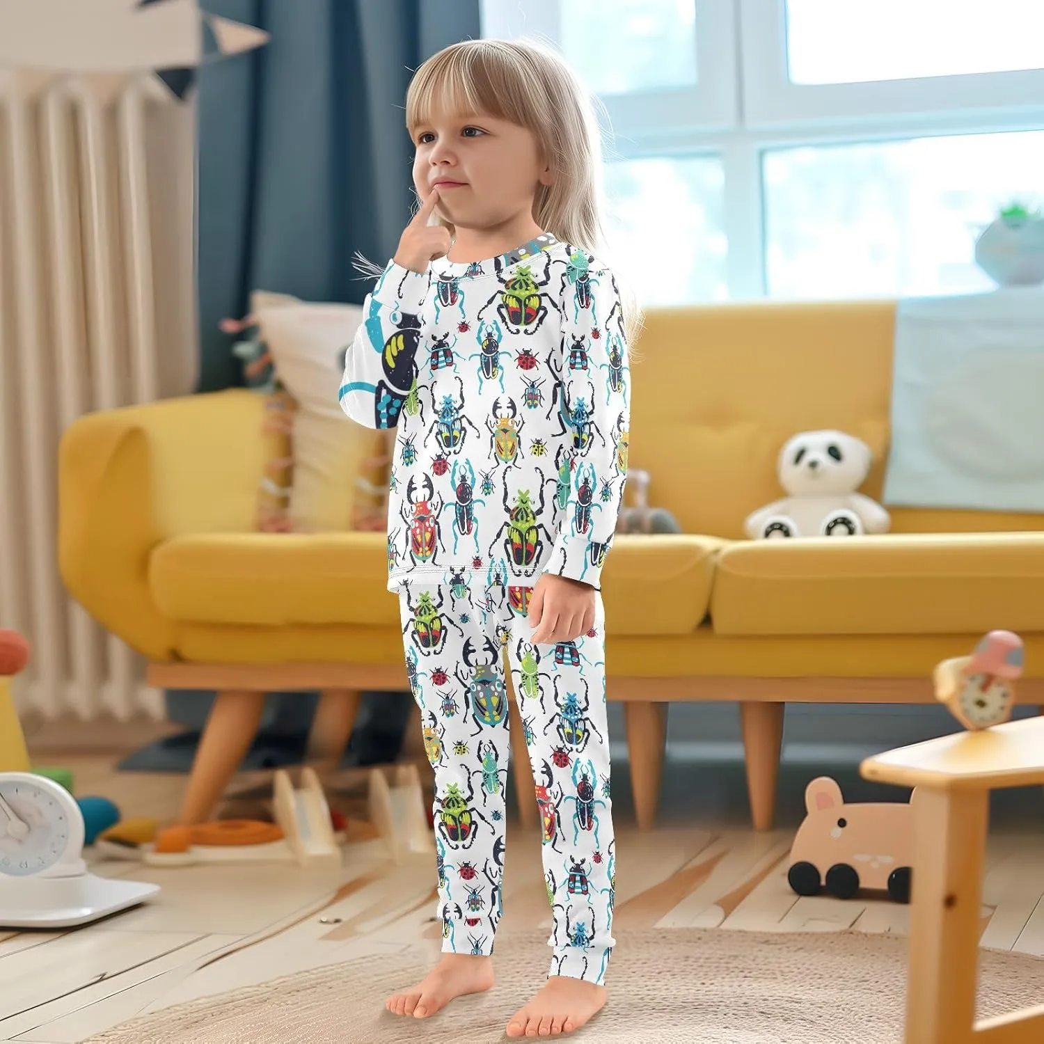 Unisex Long-Sleeve PJ Sets, 2-Piece Pajamas Sleepwear