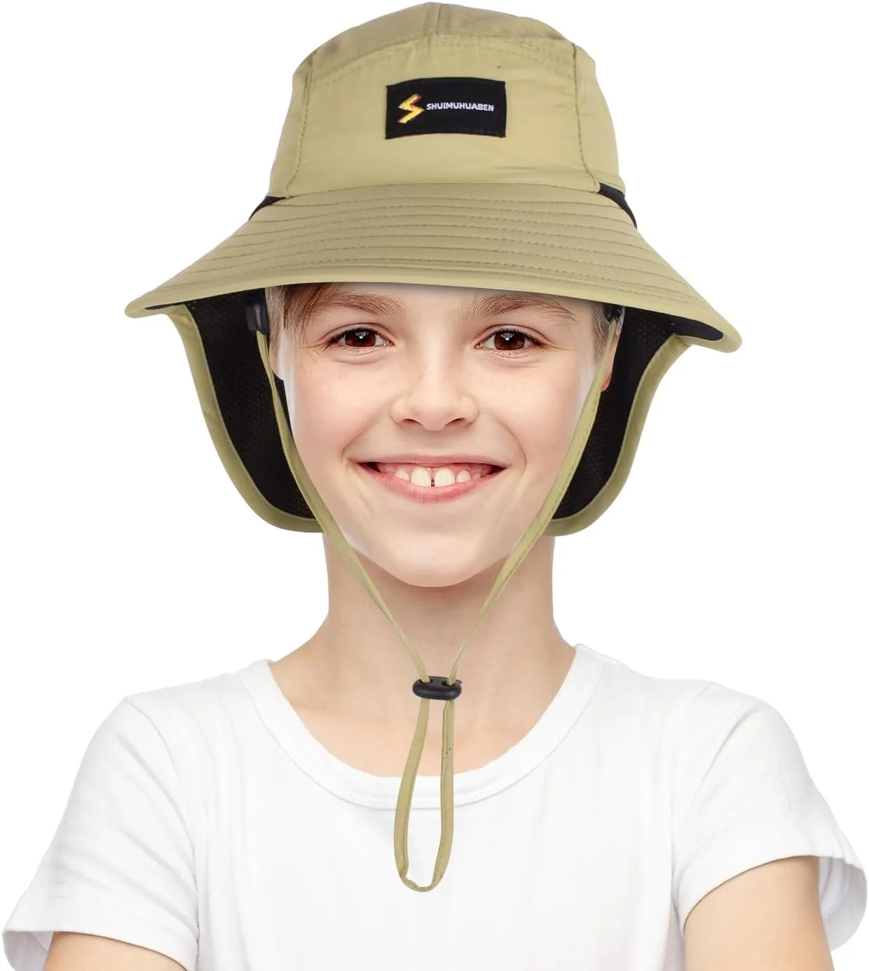 UPF 50  Kids Sun Hat for 2-8 Years Adjustable Lightweight Outdoor Hat Breathable Mesh Wide Brim Bucket Hat Safari Beach