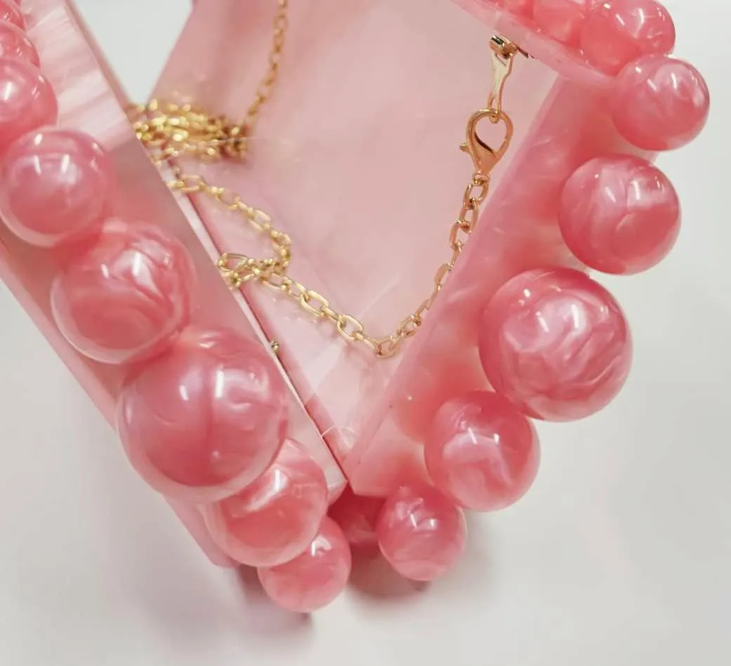 URAWOW Acrylic Evening Handbag Beads Bag for Women Graceful Shoulder Bag Satchel Marble Clutch Purses for Wedding Party 2023