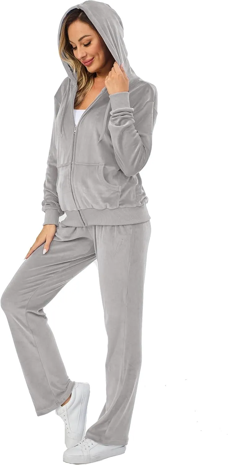 Velour Track Suits for Women Set Fall Sweatsuits 2 Piece