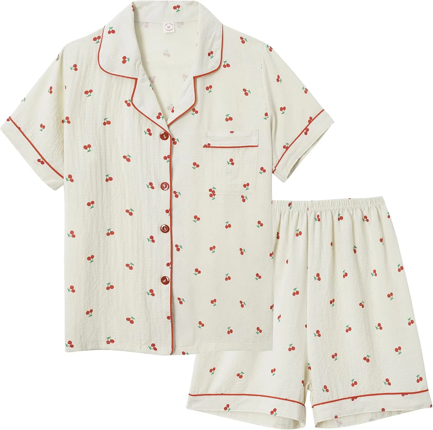 Vopmocld Big Girls Button Down Sleepwear Short Sleeve With Shorts 2PCS Pajama Sets Casual Lapel Loungewear Patterns Printed