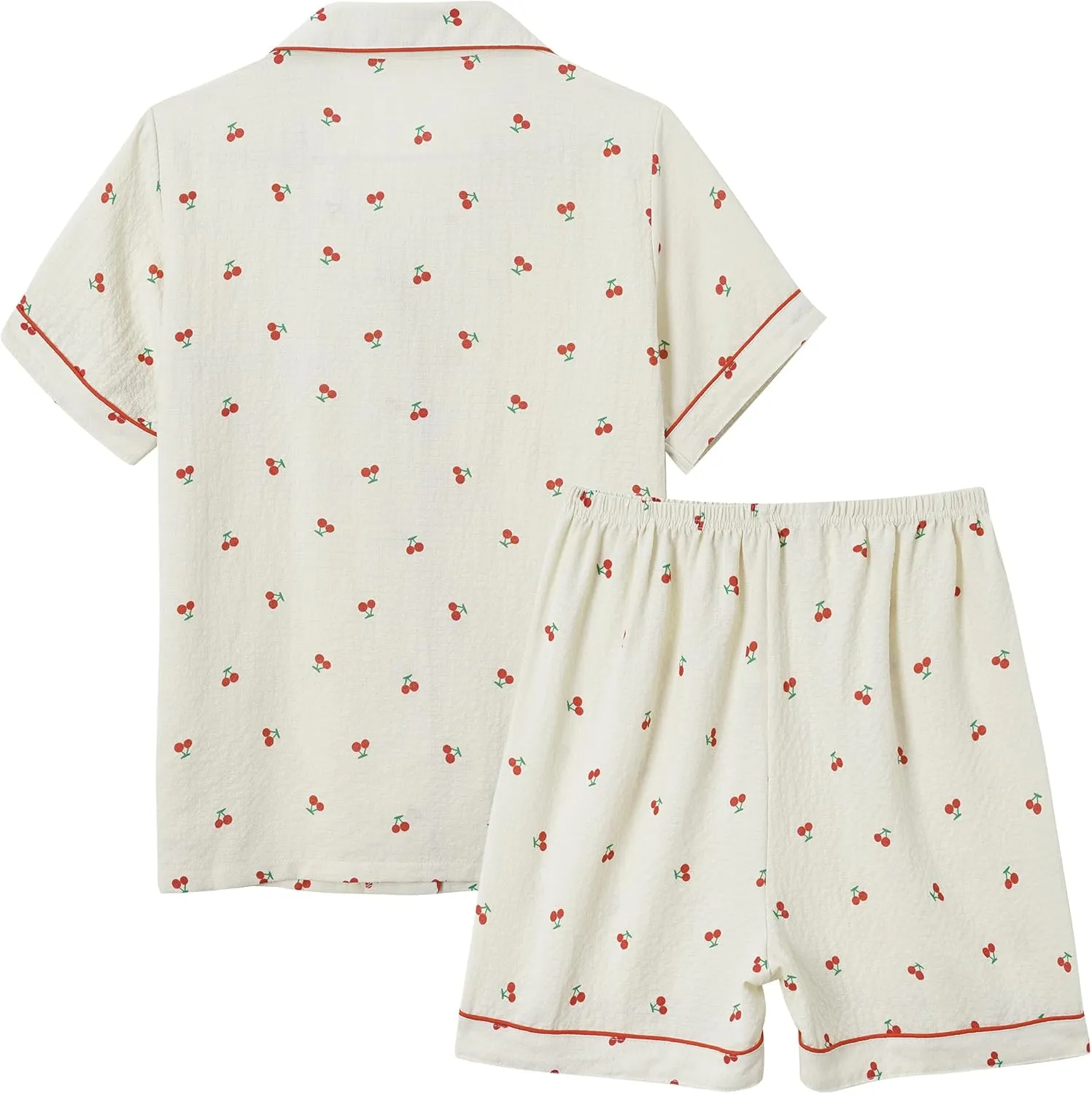 Vopmocld Big Girls Button Down Sleepwear Short Sleeve With Shorts 2PCS Pajama Sets Casual Lapel Loungewear Patterns Printed