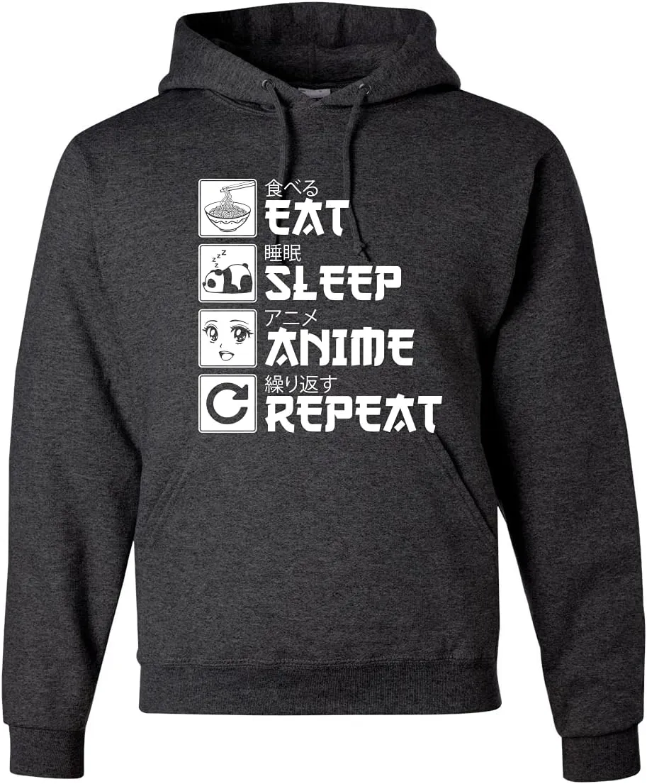 Wild Bobby Eat Sleep Anime Repeat Pop Culture Unisex Graphic Hoodie Sweatshirt
