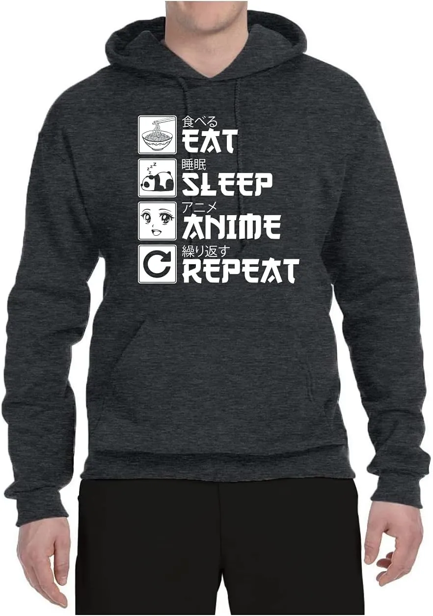 Wild Bobby Eat Sleep Anime Repeat Pop Culture Unisex Graphic Hoodie Sweatshirt