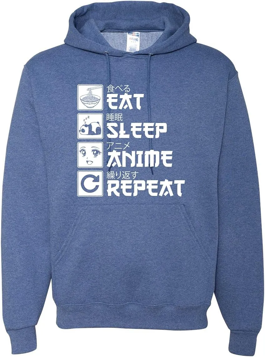 Wild Bobby Eat Sleep Anime Repeat Pop Culture Unisex Graphic Hoodie Sweatshirt
