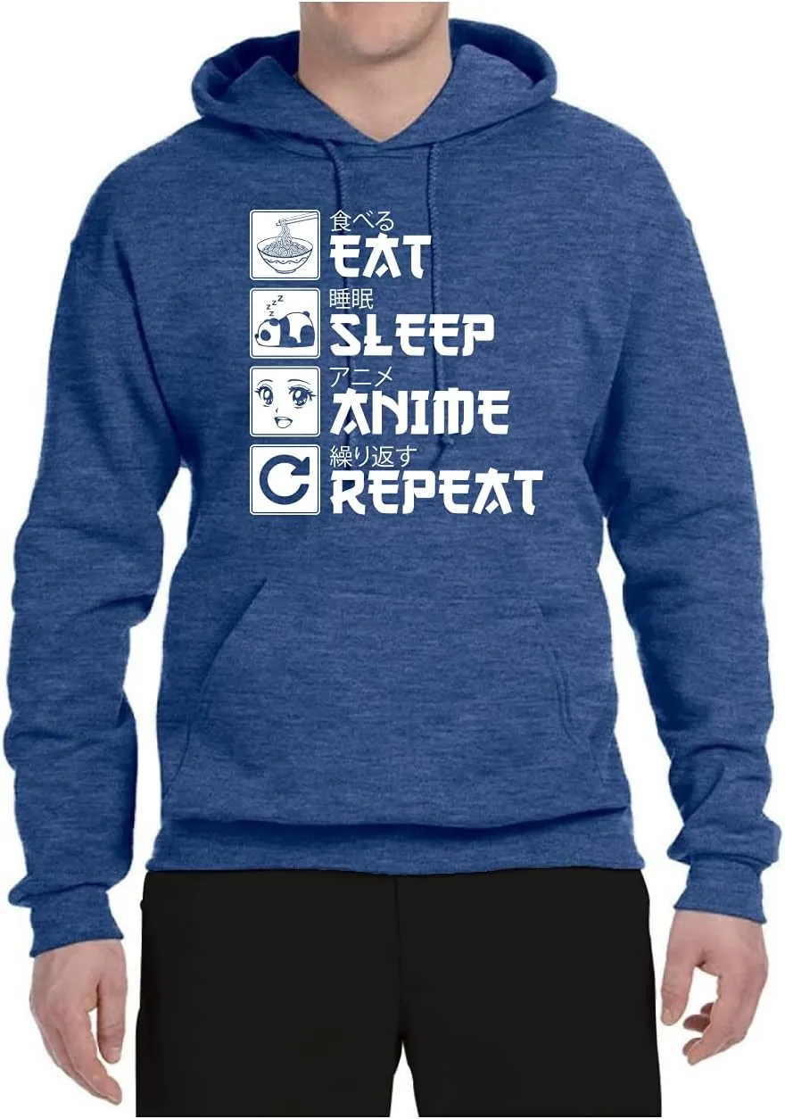 Wild Bobby Eat Sleep Anime Repeat Pop Culture Unisex Graphic Hoodie Sweatshirt