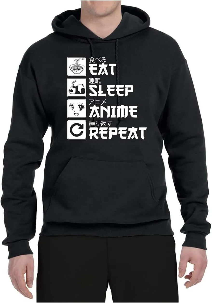 Wild Bobby Eat Sleep Anime Repeat Pop Culture Unisex Graphic Hoodie Sweatshirt