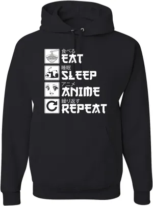 Wild Bobby Eat Sleep Anime Repeat Pop Culture Unisex Graphic Hoodie Sweatshirt