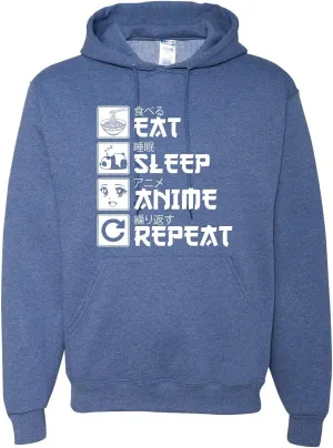 Wild Bobby Eat Sleep Anime Repeat Pop Culture Unisex Graphic Hoodie Sweatshirt