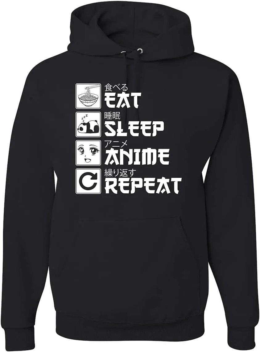 Wild Bobby Eat Sleep Anime Repeat Pop Culture Unisex Graphic Hoodie Sweatshirt