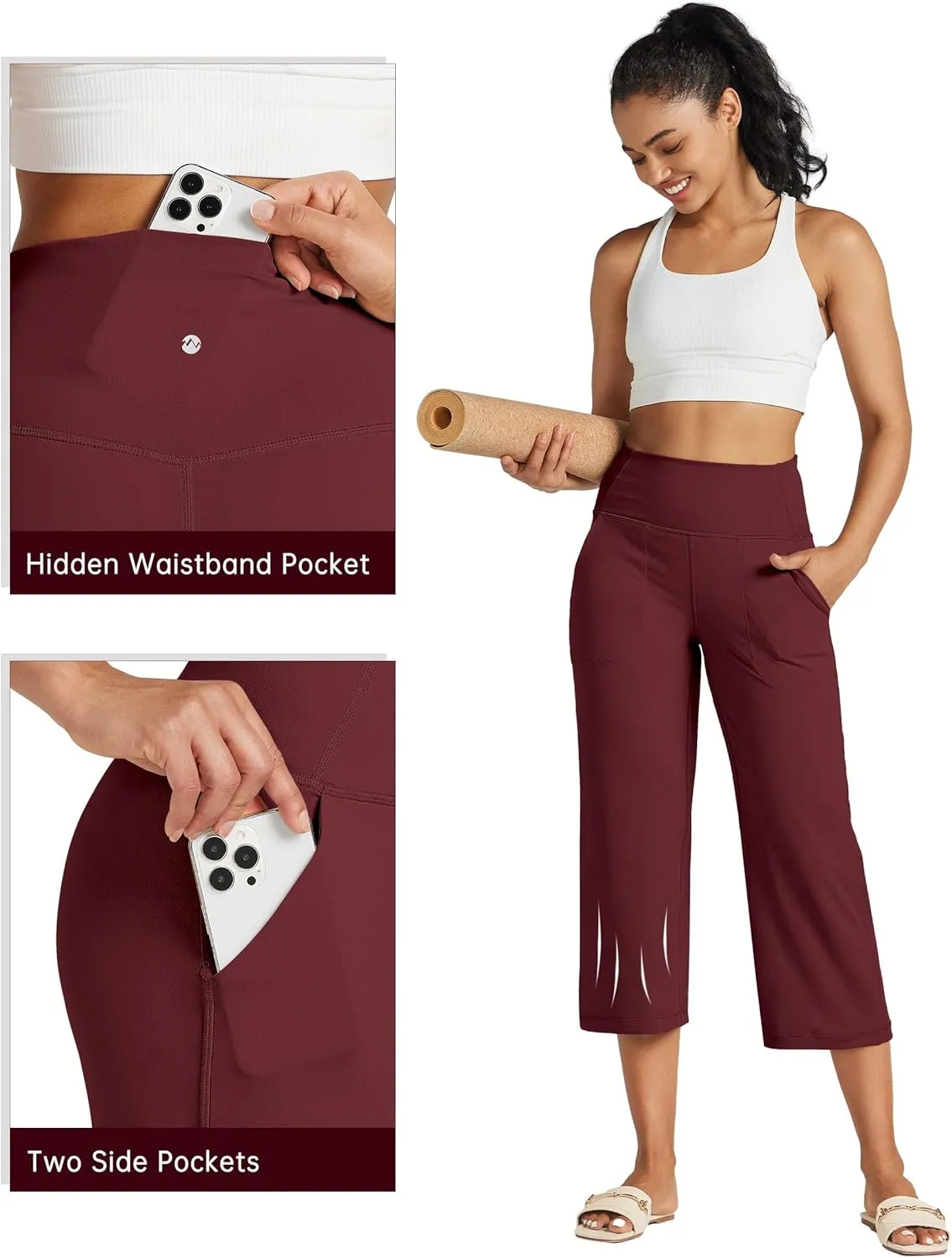 Willit Women's Yoga Capris Pants High Waist Leggings Athletic Exercise Workout Crop Capris Quick Dry 23"