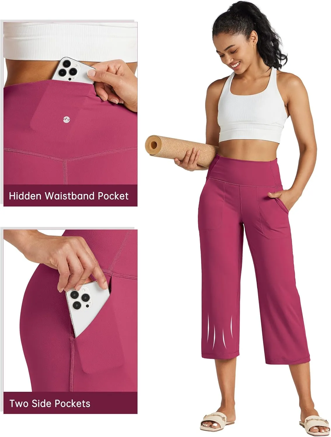Willit Women's Yoga Capris Pants High Waist Leggings Athletic Exercise Workout Crop Capris Quick Dry 23"