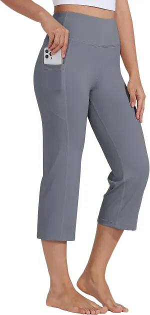 Willit Women's Yoga Capris Pants High Waist Leggings Crop Straight Leg Athletic Exercise Workout Capris 21"