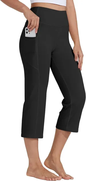 Willit Women's Yoga Capris Pants High Waist Leggings Crop Straight Leg Athletic Exercise Workout Capris 21"