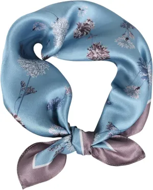 Women 100% Mulberry Silk Neck Scarf Lightweight Digital Print Small Square Scarfs- Neckerchief Gift Packing 21"*21"