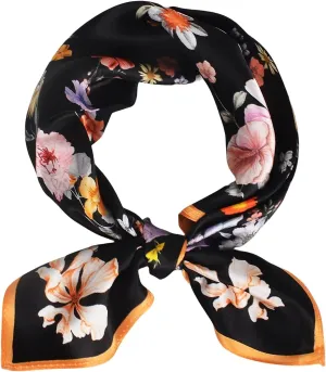 Women 100% Mulberry Silk Neck Scarf Lightweight Digital Print Small Square Scarfs- Neckerchief Gift Packing 21"*21"