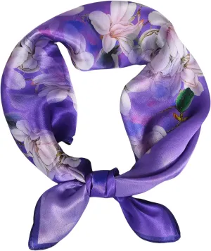 Women 100% Mulberry Silk Neck Scarf Lightweight Digital Print Small Square Scarfs- Neckerchief Gift Packing 21"*21"