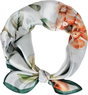 Women 100% Mulberry Silk Neck Scarf Lightweight Digital Print Small Square Scarfs- Neckerchief Gift Packing 21"*21"