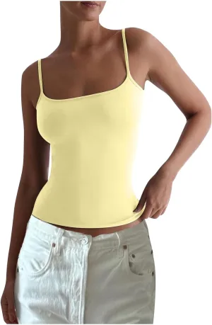 Women Yoga Workout Tank Tops Square Neck Sleeveless Top Summer Fashion Tees Sports Gym Beach Vacation Outfits 2025