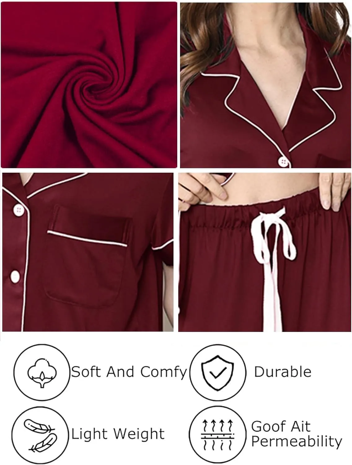 Womens 3Pcs Pajama Sets Soft Pajamas Set Button Down Sleepwear Knitted Pjs XS-XXL Pj Lounge Set Bride Nightwear