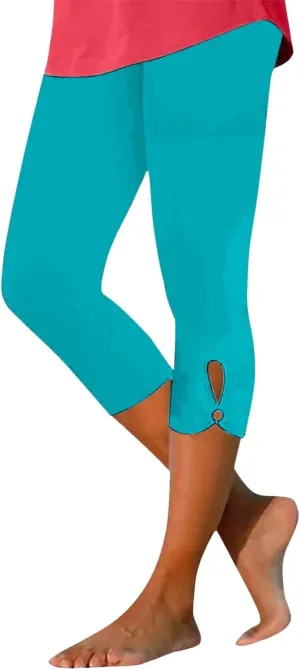 Womens Capris Summer Dressy Cropped High Waist Yoga Pants Fashion Casual Stretch Pull On Workout Crop Capri Leggings