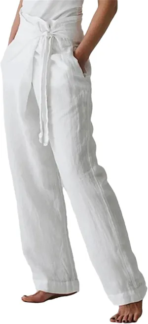 Women’s Cotton Linen Vintage Bloomers Wide-Leg Pants Year-Round Retro Loungewear