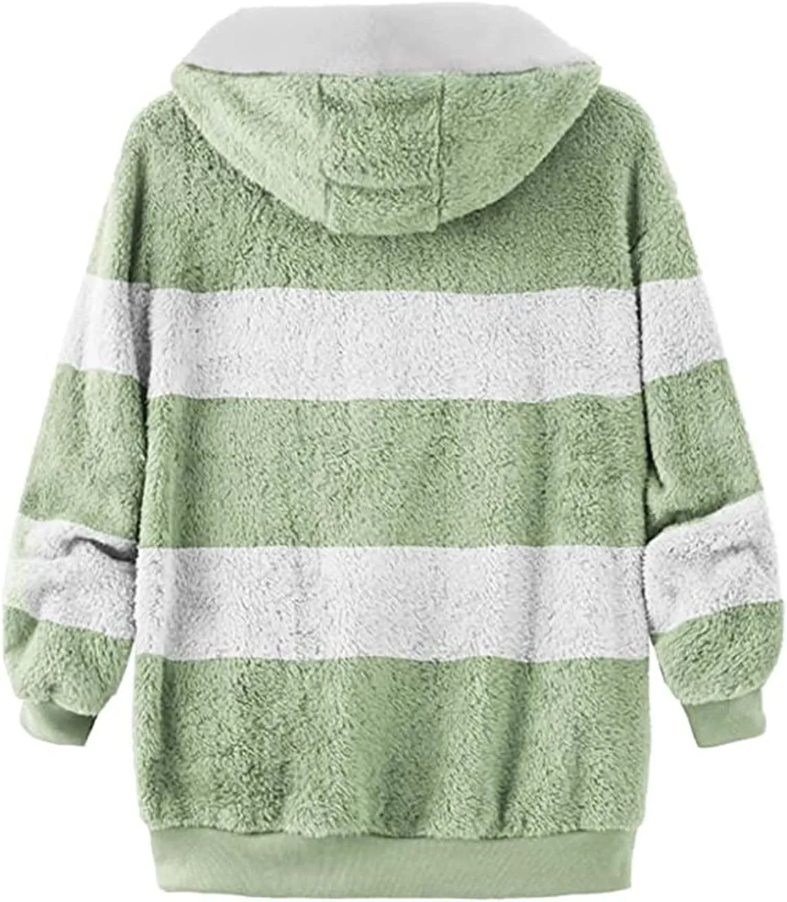 Women's Fleece Hooded Coat Loose Plus Size Zipper Winter Warm Long Sleeve Plush Hoodies Jacket Cardigan Sweaters