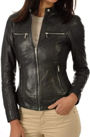 WOMEN'S LEATHER JACKET Bomber Motorcycle Biker Real Lambskin Leather Jacket for Womens