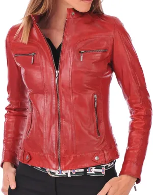 WOMEN'S LEATHER JACKET Bomber Motorcycle Biker Real Lambskin Leather Jacket for Womens