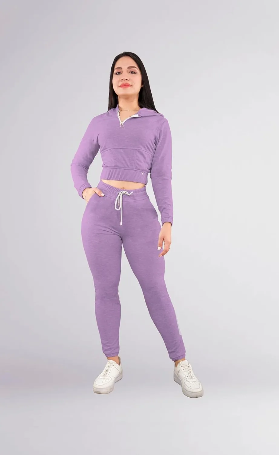 Women's Long Sleeve Crop Top and Pants Pajama Sets 2 Piece Jogger Long Sleepwear Loungewear Pjs Sets,Black,Small