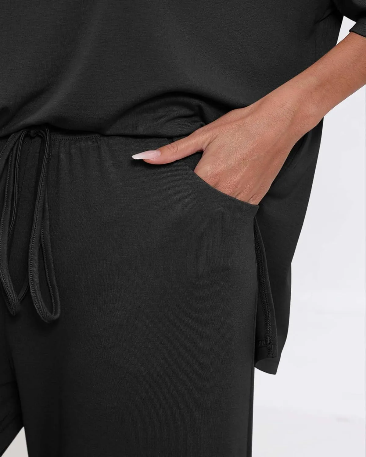 Womens Lounge Set 2 Piece Outfits Casual Loose Fit Short Sleeve Tops and Wide Leg Pants Tracksuits