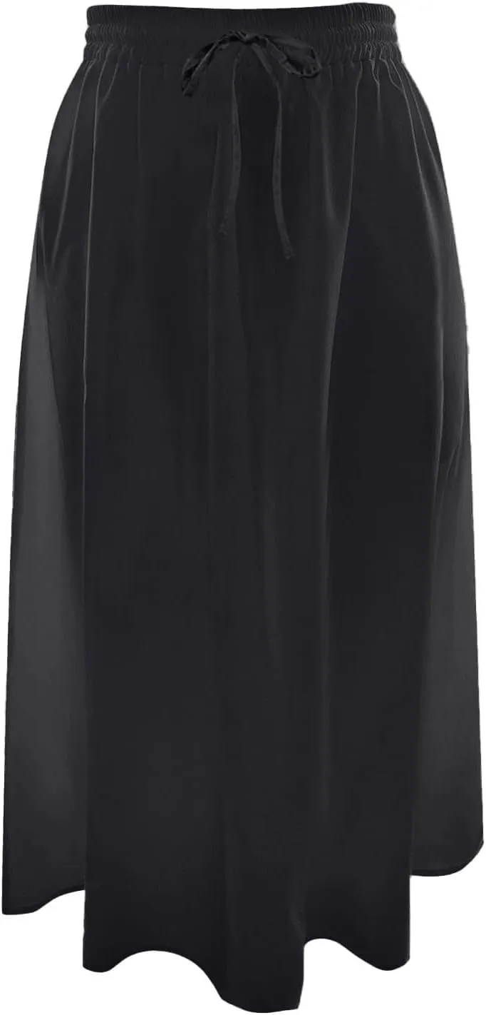 Women's Midi Skirt Summer Pleated Flowy Elastic High Waisted A-Line Skirt with Pockets Bohemia for Women 2025 Trendy
