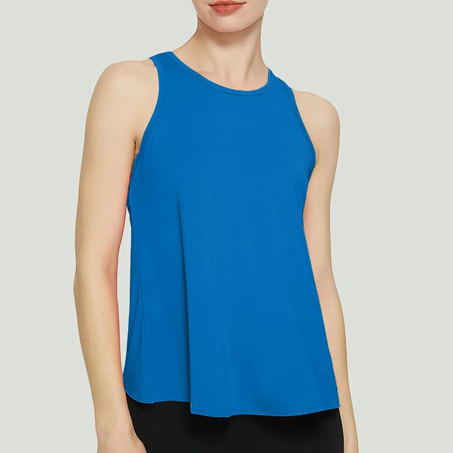 Women's Seamless Tank Top Crew Neck Sleeveless Crop Tops Athletic Tops Workout Racerback Loose Fit Yoga Top Stretch