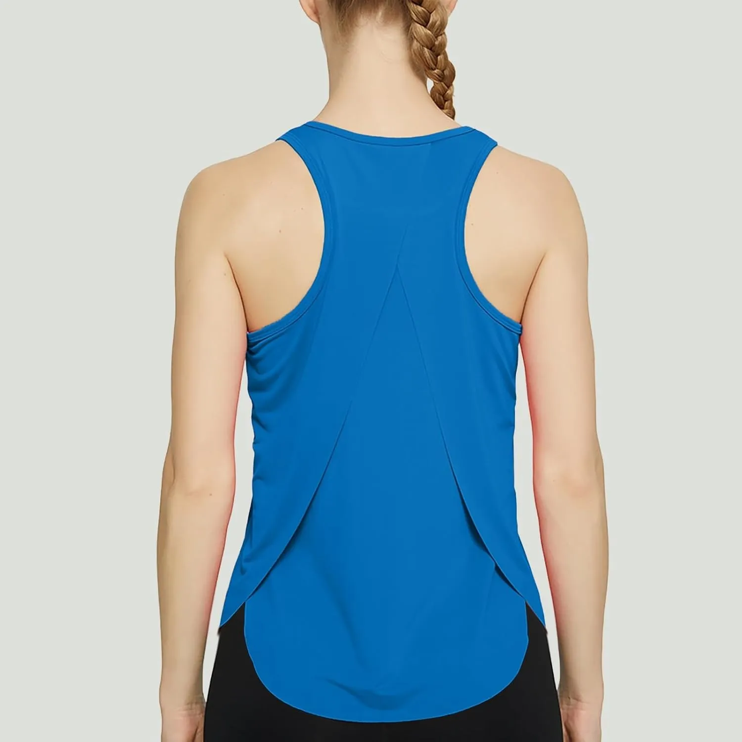 Women's Seamless Tank Top Crew Neck Sleeveless Crop Tops Athletic Tops Workout Racerback Loose Fit Yoga Top Stretch