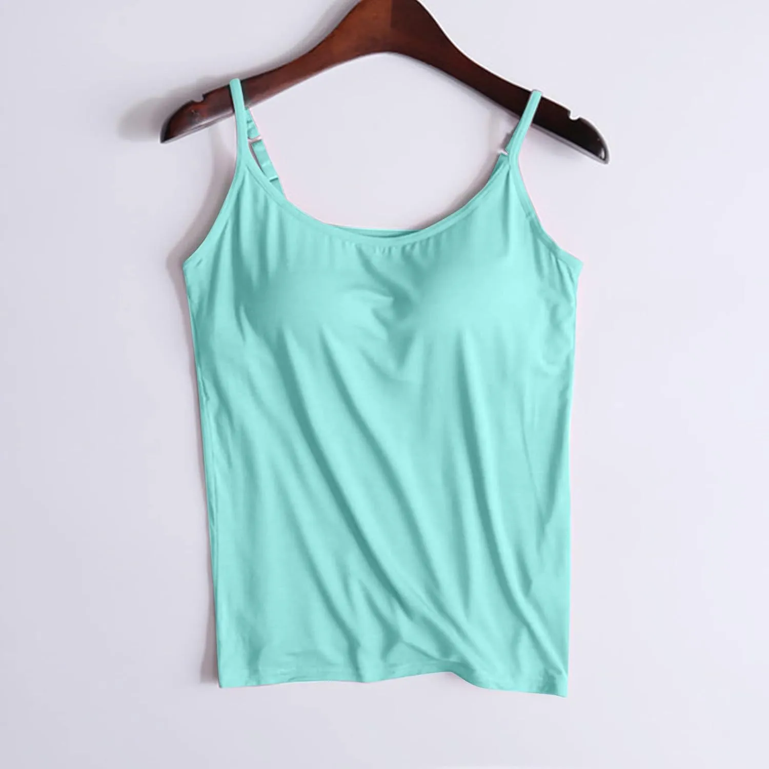 Women's Shelf Bra Camisole Tank Tops Adjustable Spaghetti Strap Cami Shirts Basic Spring Summer Undershirts