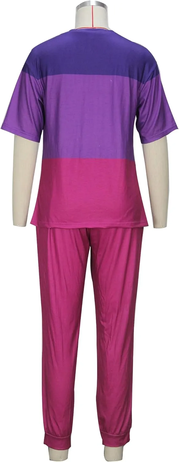 Women's Sweatsuit Set Casual 2 Piece Outfit Color Block Pajamas Set Sleeve Top Sweatpant Set Jogger Tracksuits