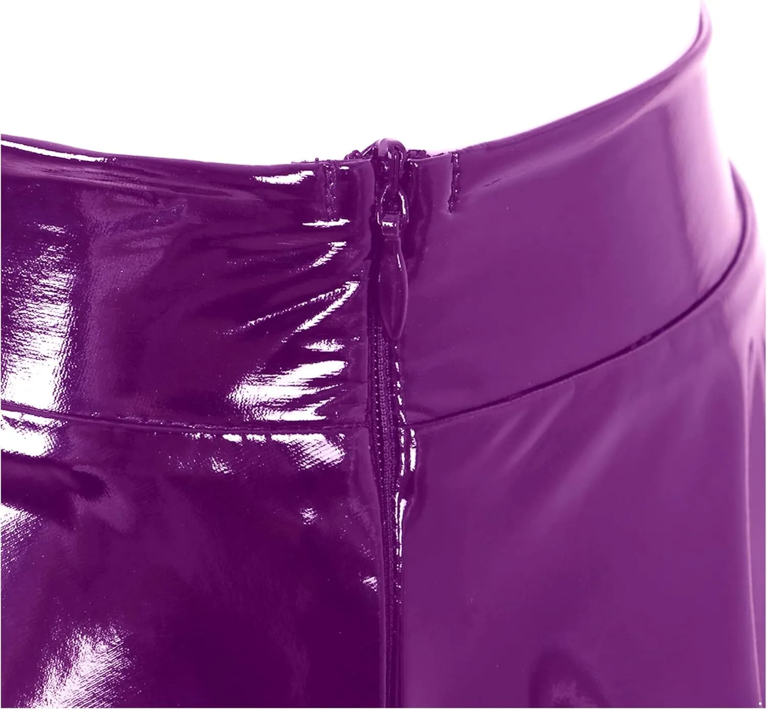 Women's Wet Look Flared Pleated Mini Skater Skirts A-line Miniskirts Clubwear Rave Outfits