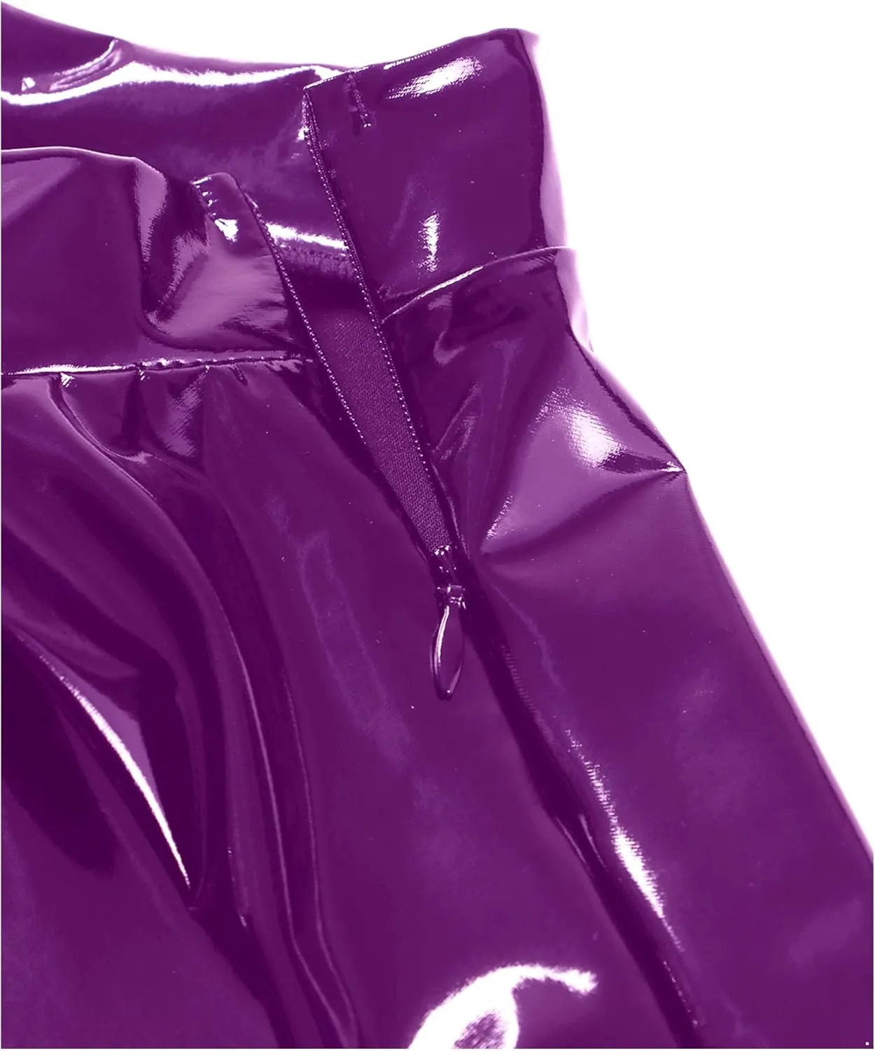 Women's Wet Look Flared Pleated Mini Skater Skirts A-line Miniskirts Clubwear Rave Outfits