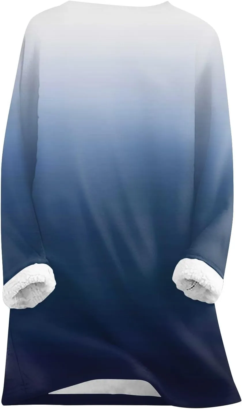 Women's Winter Warm Sherpa Lined Fleece Crewneck Pullover Sweatshirt Loungewear Tunic Tops Underwear