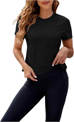 Workout Tops for Women Quick Dry Loose Fit T Shirt Casual Short Sleeve Basic Tees Yoga Running Hiking Gym Shirts
