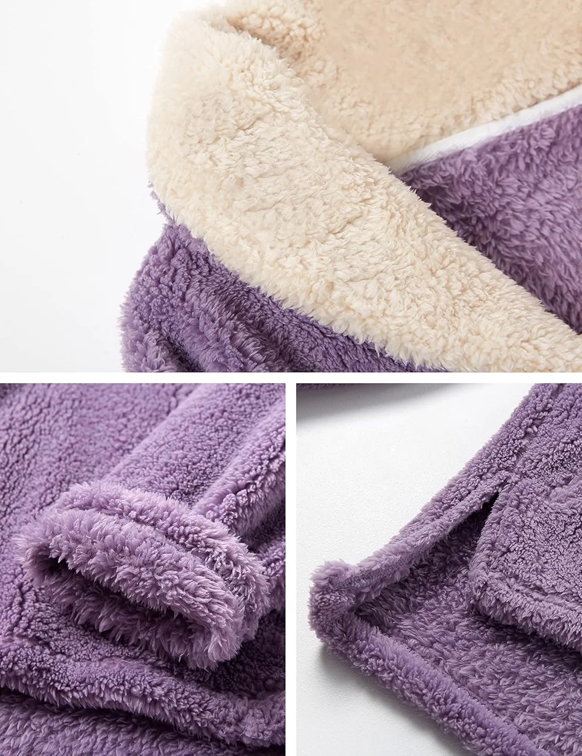 Yeokou Women's Fleece Pajamas Sets Fluffy Sleepwear Warm Sherpa Pullover Pants with Pockets