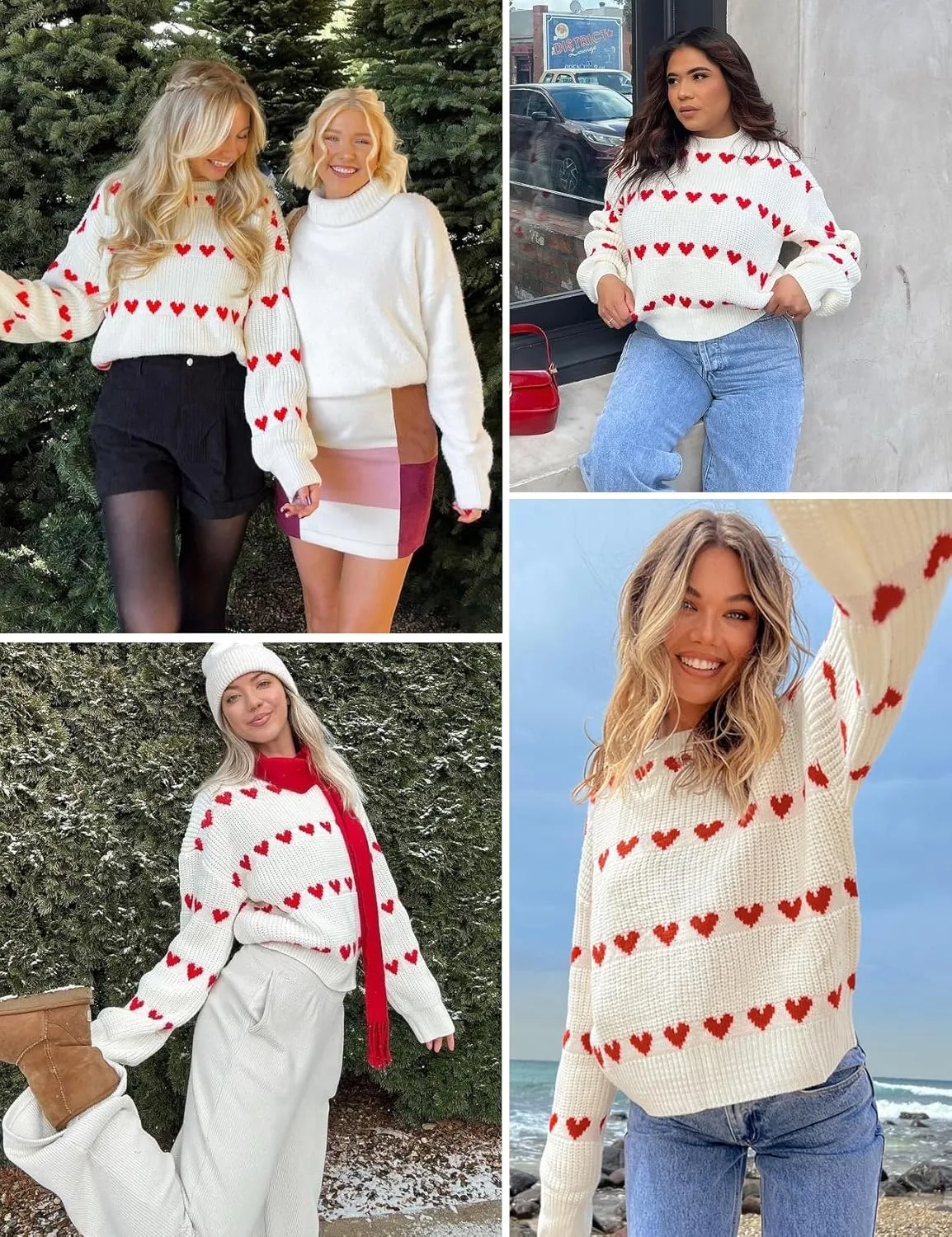Yimoon Valentine Heart Sweater for Women Cute Long Sleeve Crewneck Chunky Knitted Pullover Sweaters