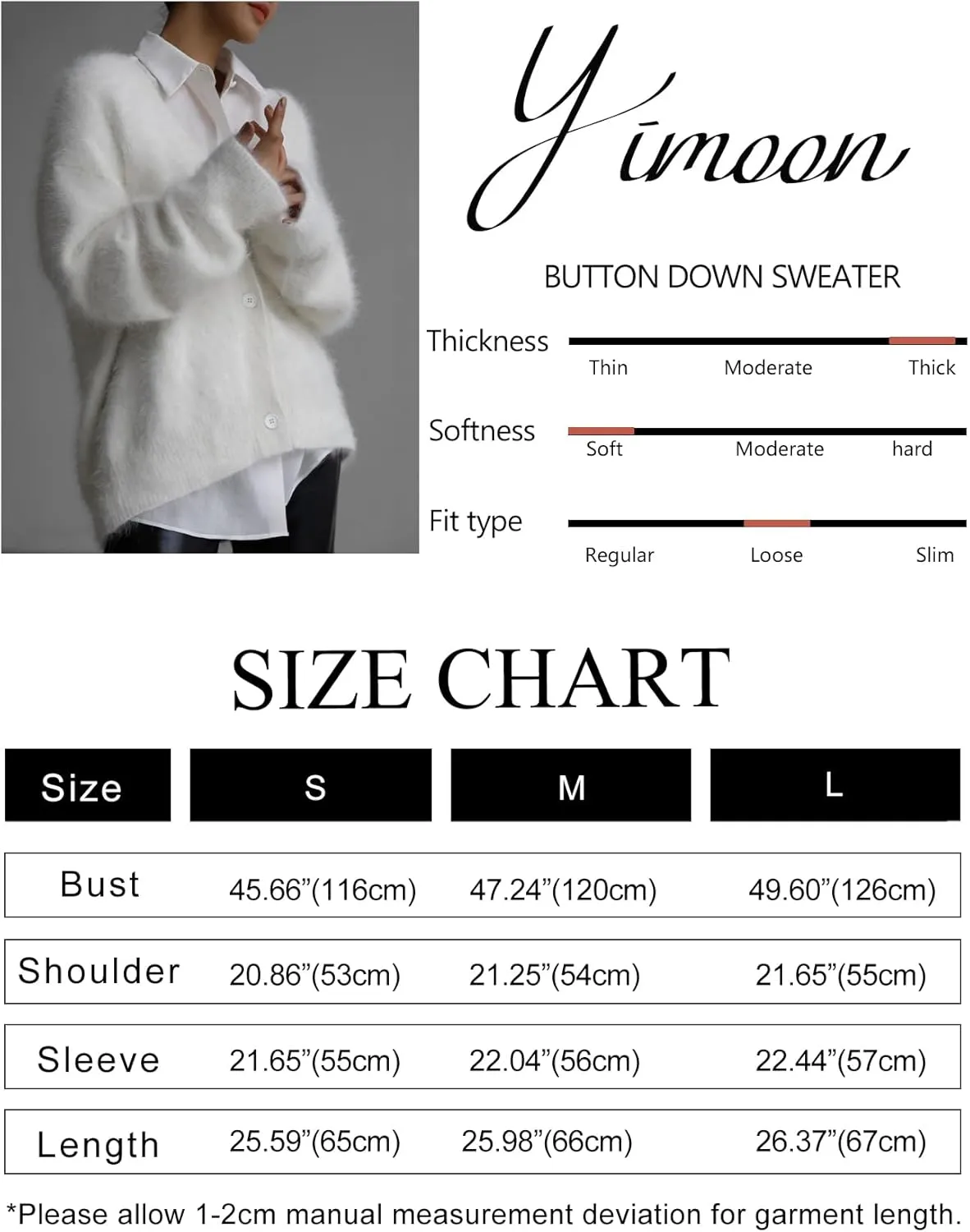 Yimoon Womens Fuzzy Cardigan Sweater V Neck Long Sleeve Button Down Slouchy Furry Knit Sweaters 2024