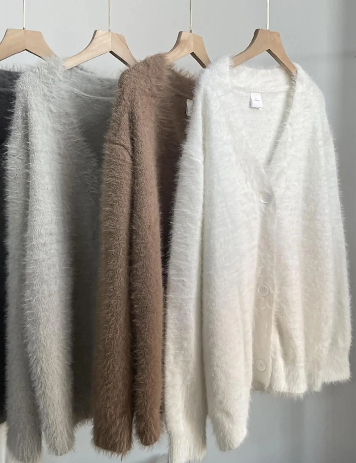 Yimoon Womens Fuzzy Cardigan Sweater V Neck Long Sleeve Button Down Slouchy Furry Knit Sweaters 2024