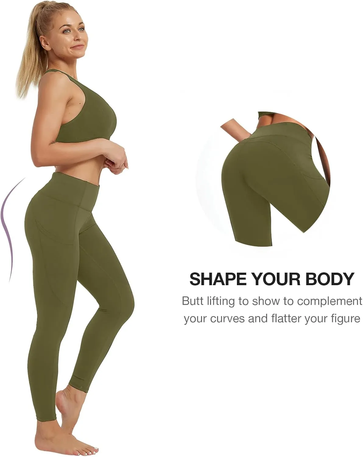 Yoga Leggings for Women with Pockets High Waisted Tummy Control Women's Butt Lift Yoga Workout Leggings Running Pants