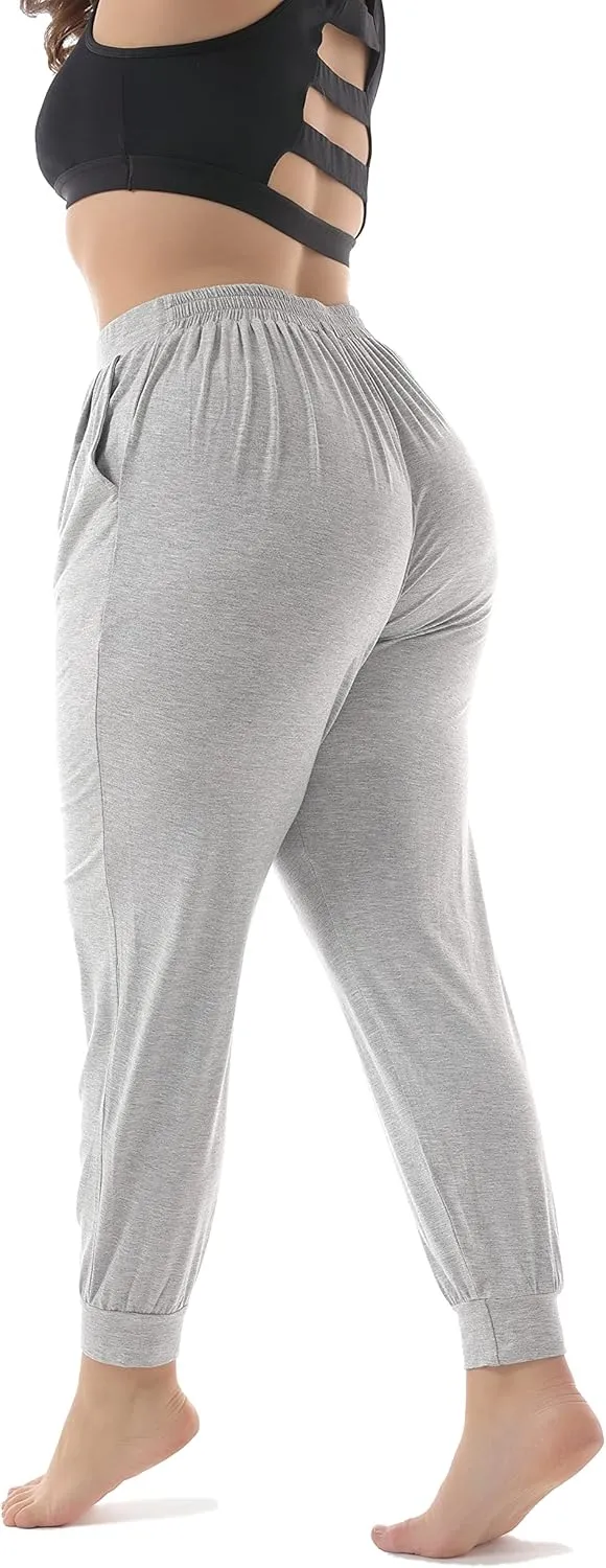 ZERDOCEAN Women's Plus Size Casual Lounge Pants Stretchy Relaxed Jogger Yoga Pants with Pockets