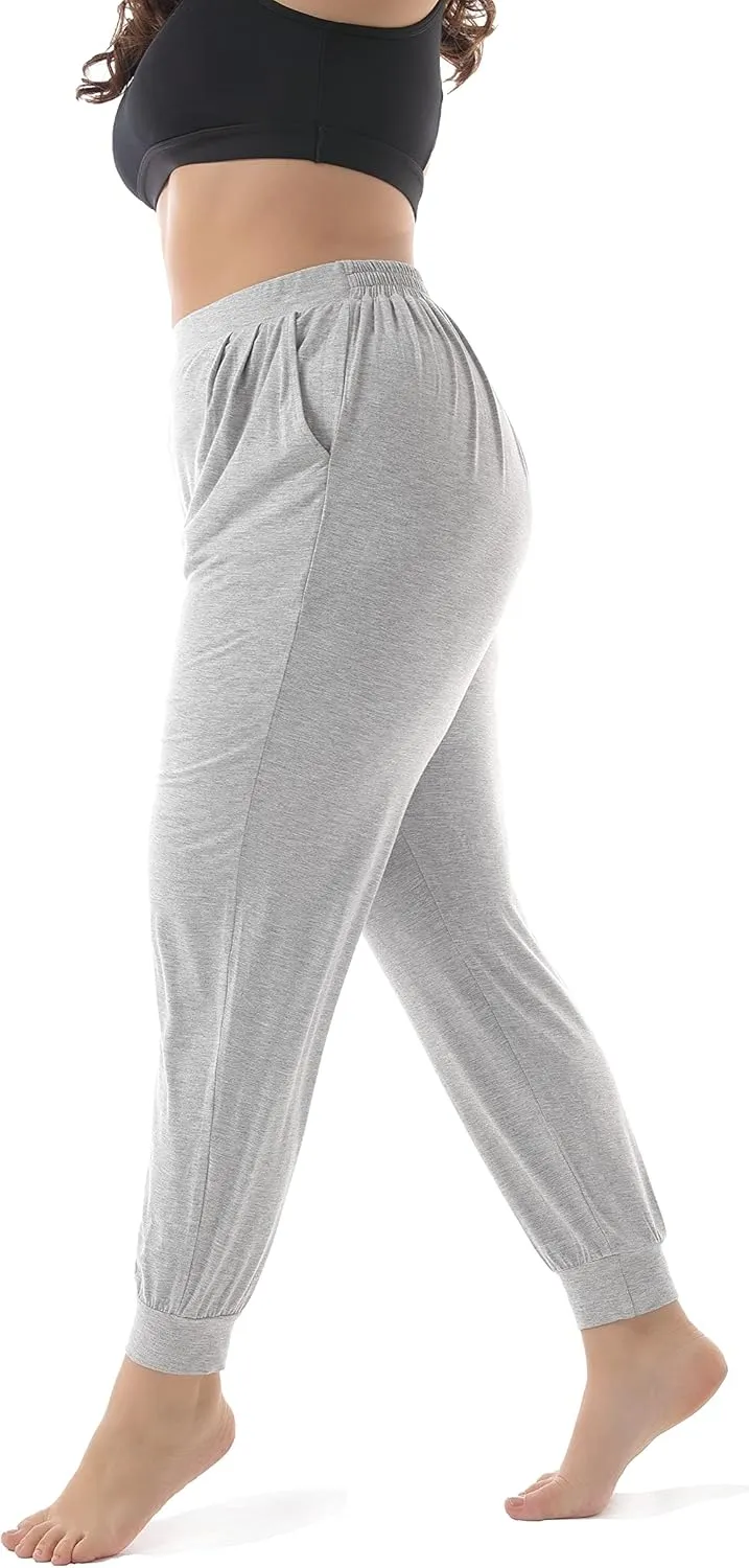 ZERDOCEAN Women's Plus Size Casual Lounge Pants Stretchy Relaxed Jogger Yoga Pants with Pockets