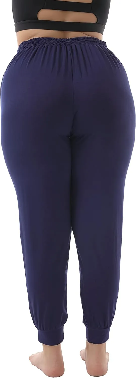 ZERDOCEAN Women's Plus Size Casual Lounge Pants Stretchy Relaxed Jogger Yoga Pants with Pockets