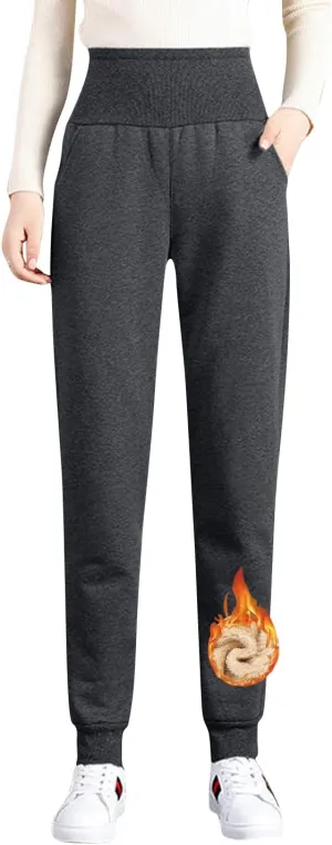 ZGZZ7 Women's Sherpa-Lined Sweatpants Winter Fleece Joggers Loungewear Workout Active Track Pants