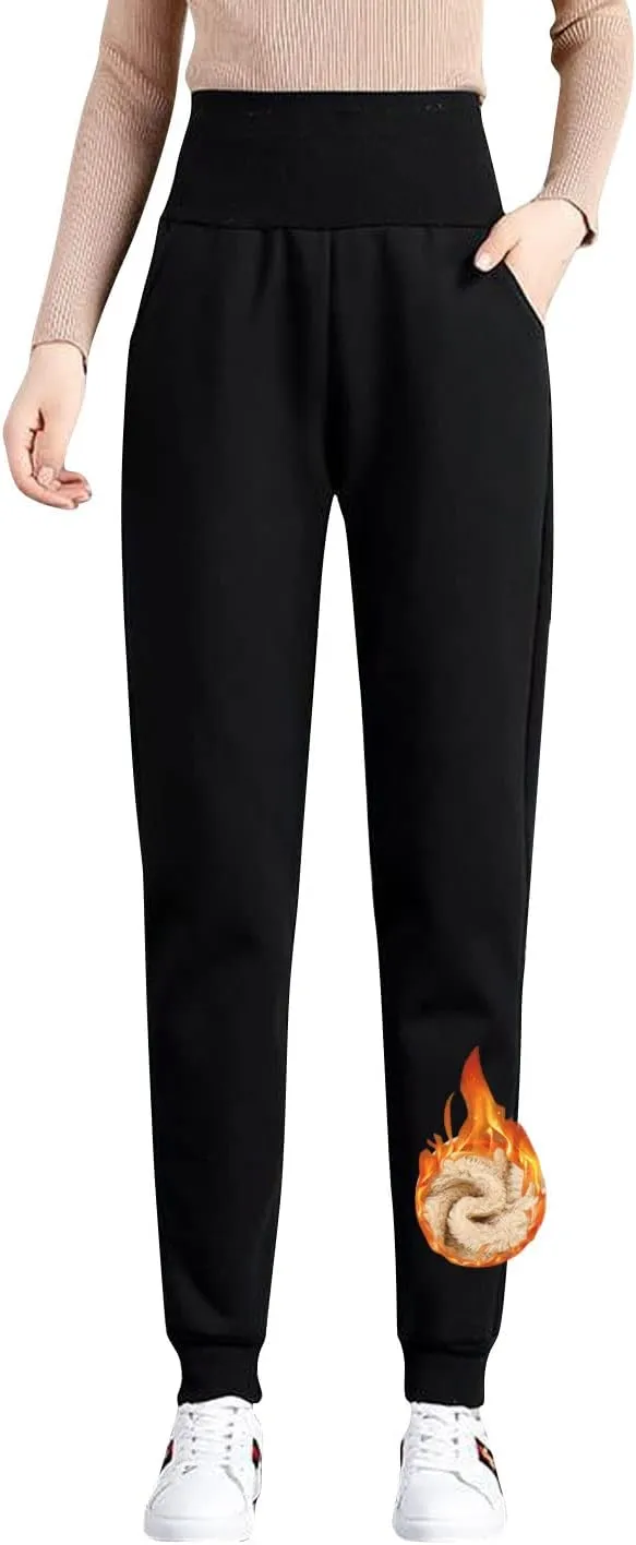ZGZZ7 Women's Sherpa-Lined Sweatpants Winter Fleece Joggers Loungewear Workout Active Track Pants